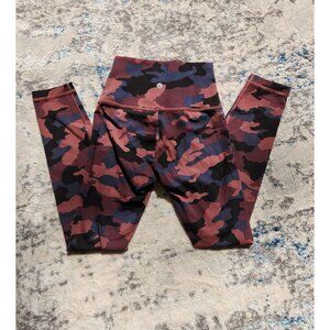 Lululemon Women's Size 2 Burgundy Camo Wunder Train‎ High-Rise Leggings